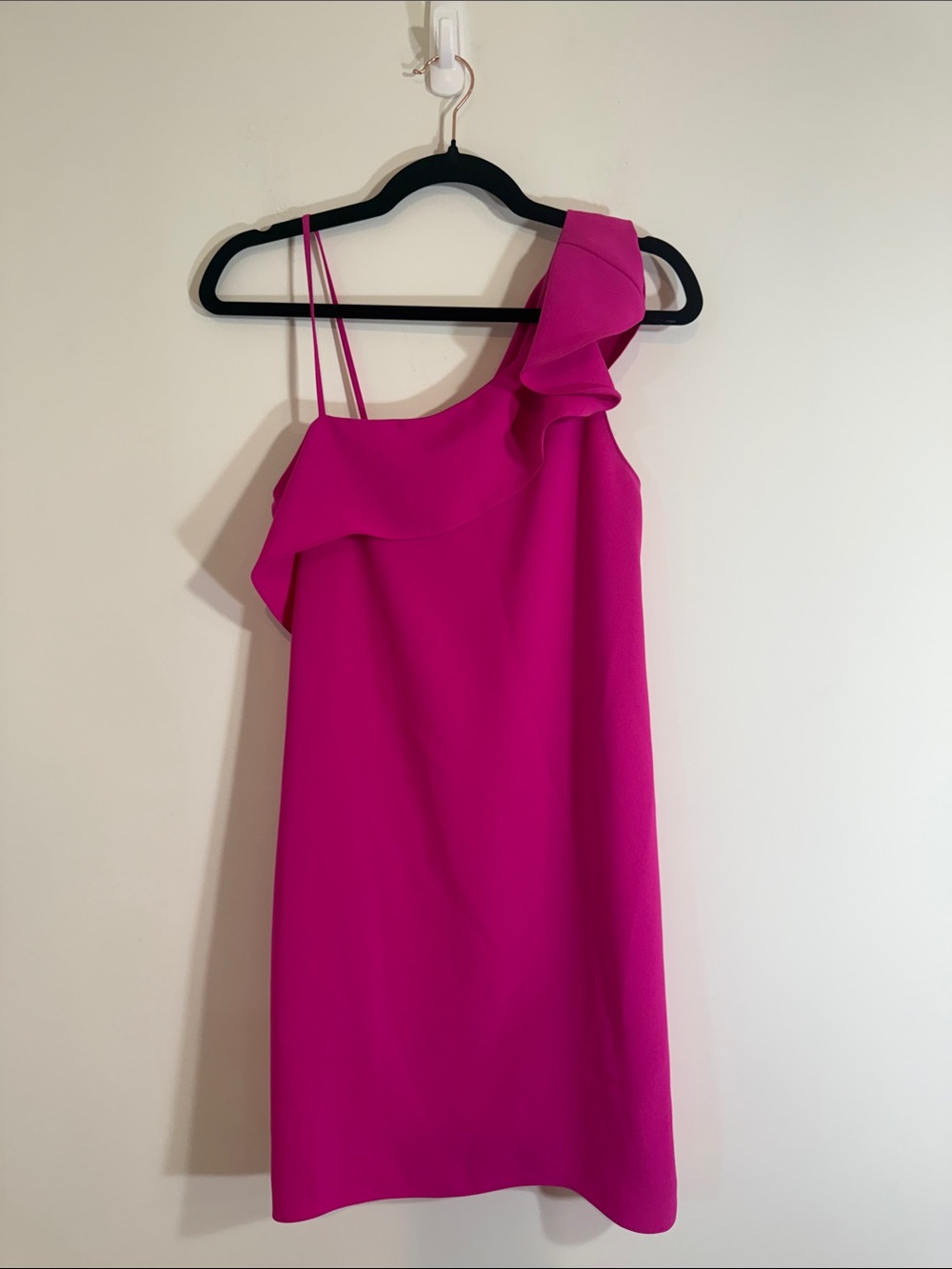 Amanda Uprichard One Shoulder Fuchsia Pink Ruffled Dress small